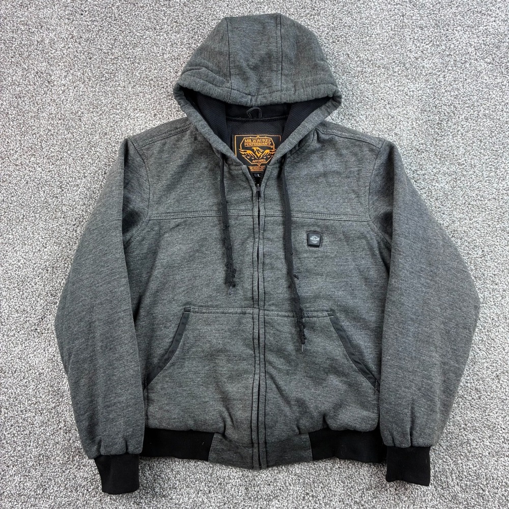Milwaukee Performance Heated Hoodie Jacket Kids Large Gray Cotton Biker